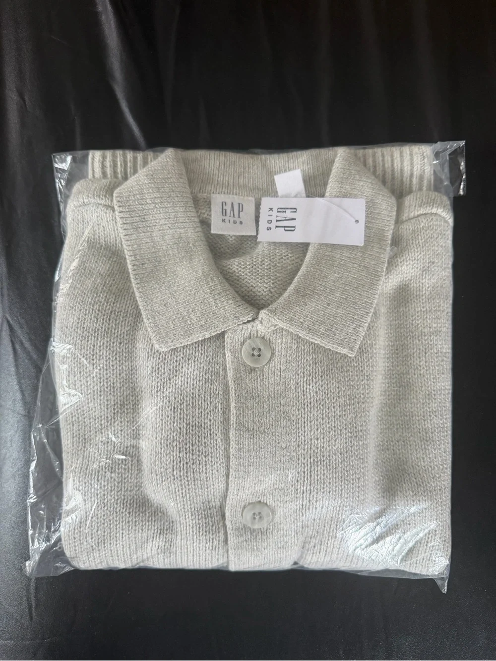 GAP Kids Cream Polo-Style Button Cardigan